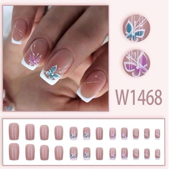 Other - Butterfly French Tip Press-On Nails